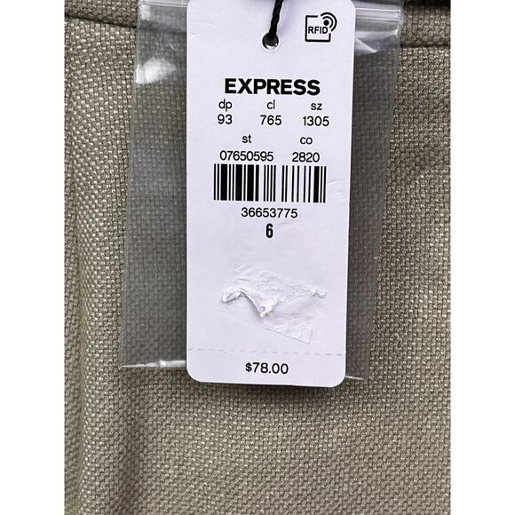 Express Belted Linen Blend Mini Skirt Womens Size 6 Tan Beige‎ Short Pockets NEW - Picture 5 of 9